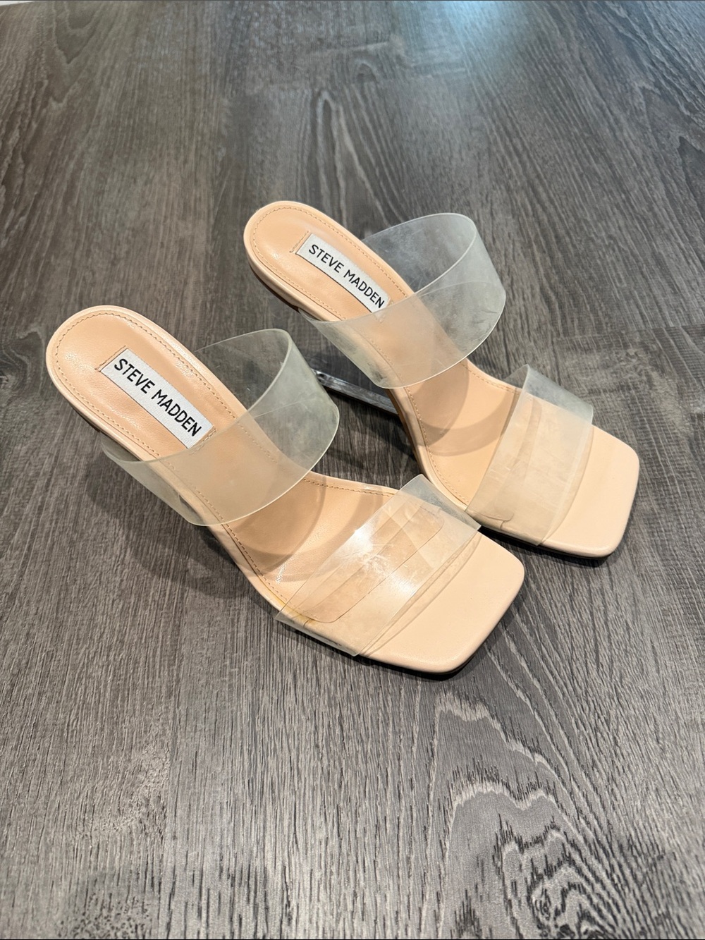 Steve Madden Clear Strap Block Heel Sandals - Picture 4 of 8